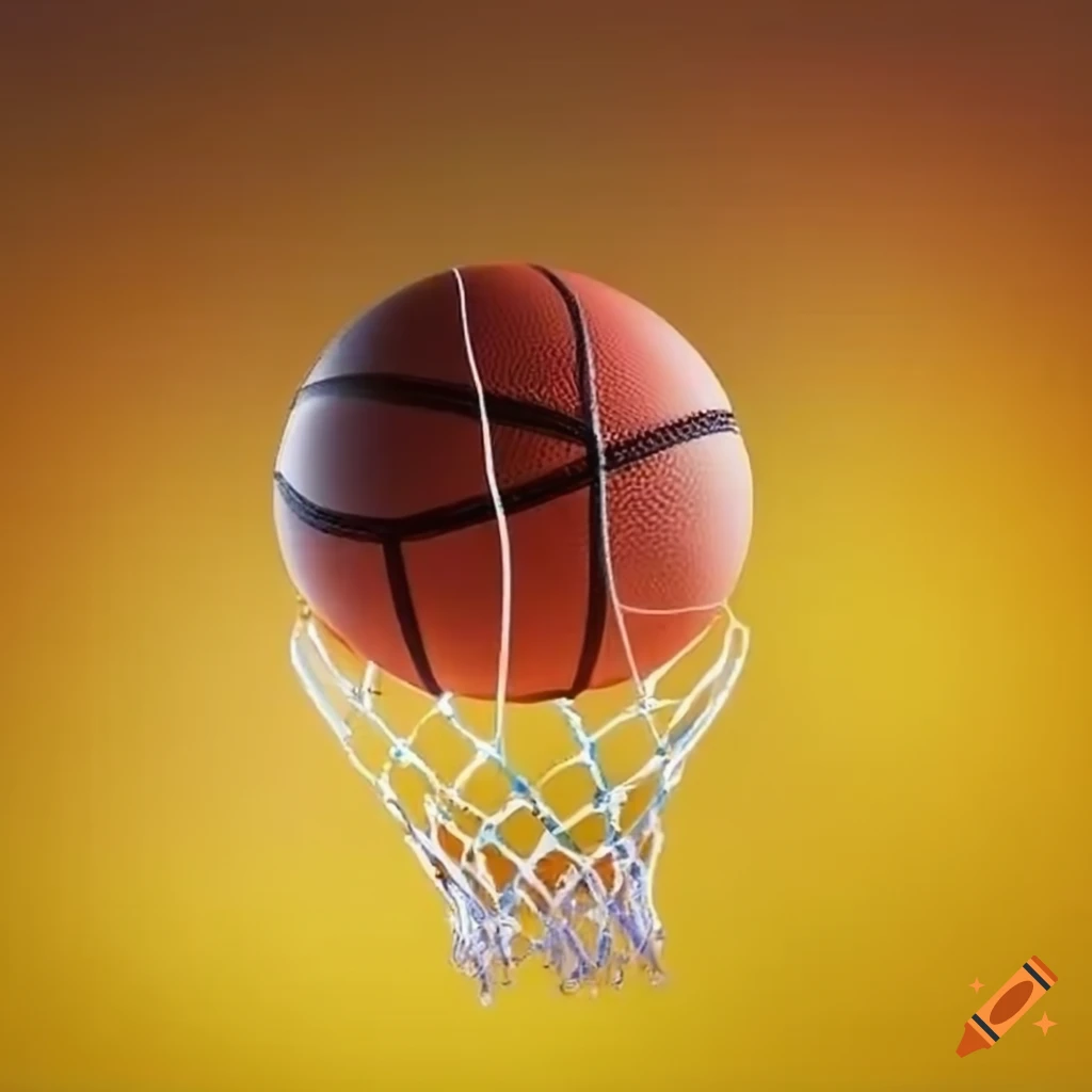 Basketball sinking into the net on Craiyon