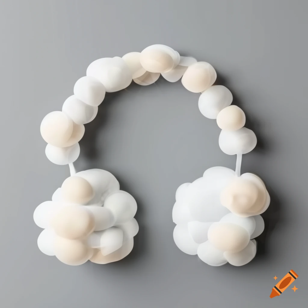 cloud-shaped headphones on transparent background