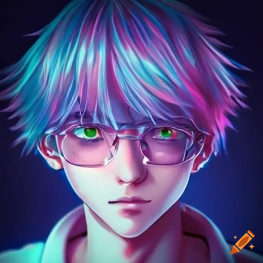 Anime-style illustration of a young thin scientist