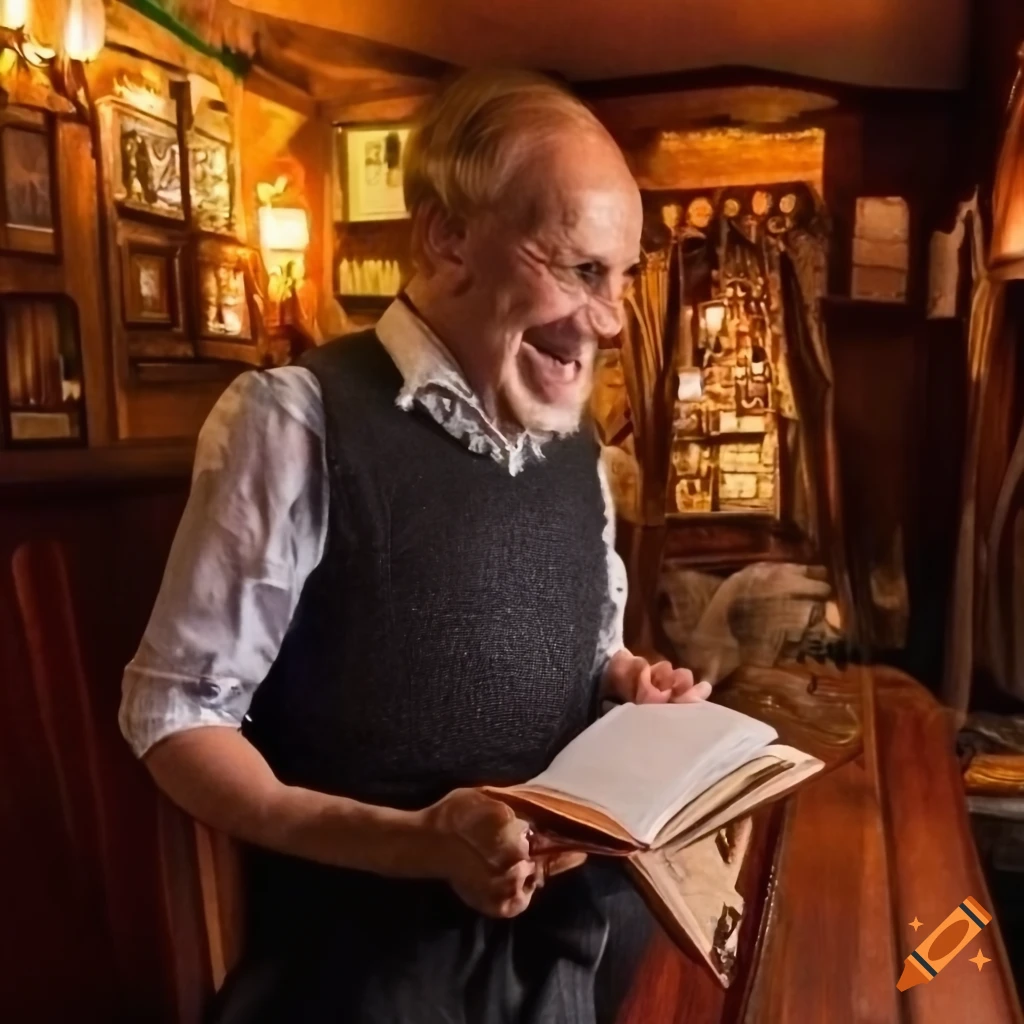 smiling Tavern Keeper checking in a guest