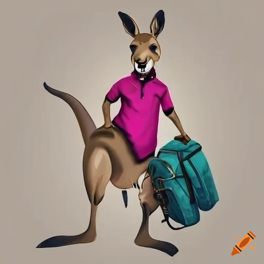 bag in a shirt a on golf polo Kangaroo with Craiyon