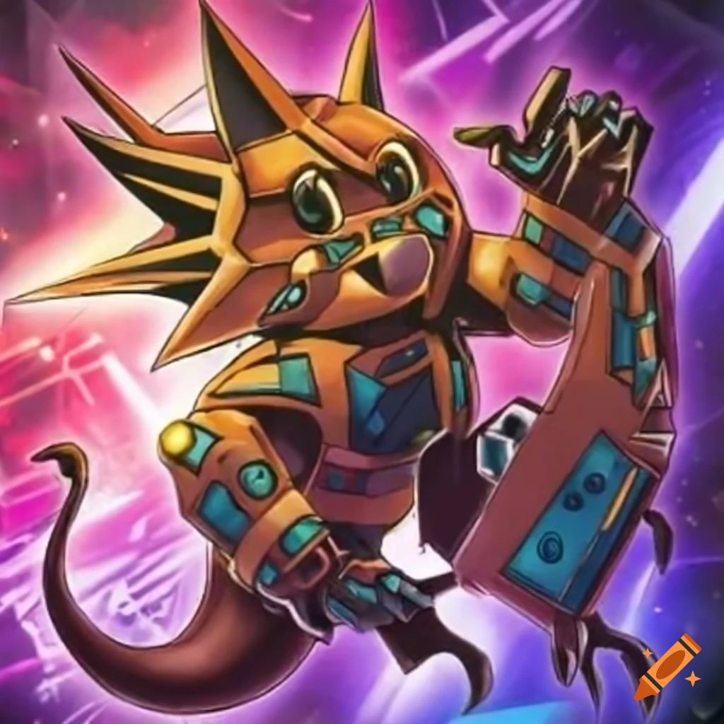 Yugioh card art of an animal wearing a construction helmet on Craiyon