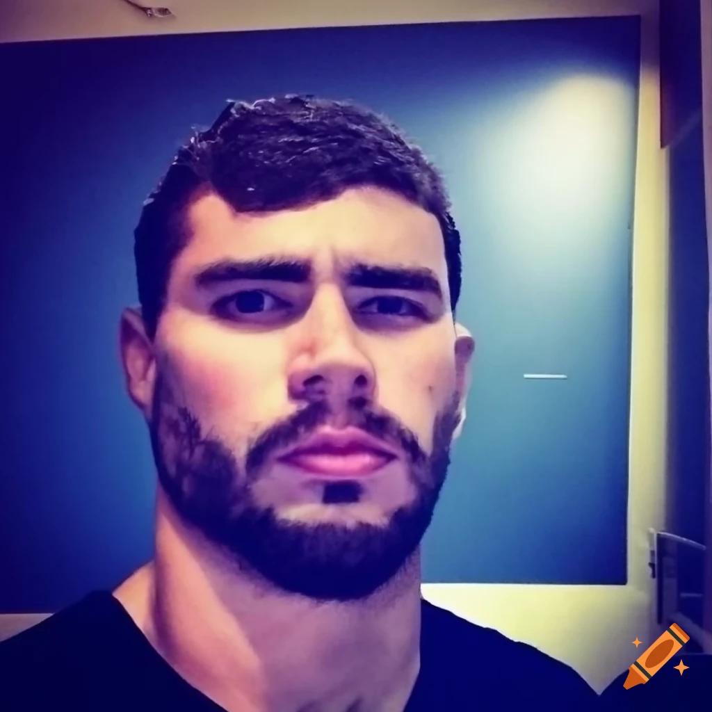 Selfie of a rugged and brooding man on Craiyon