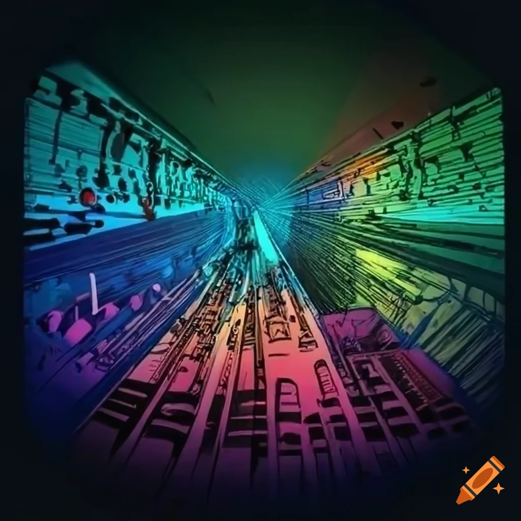 abstract drawing of a colorful eurorack synthesizer