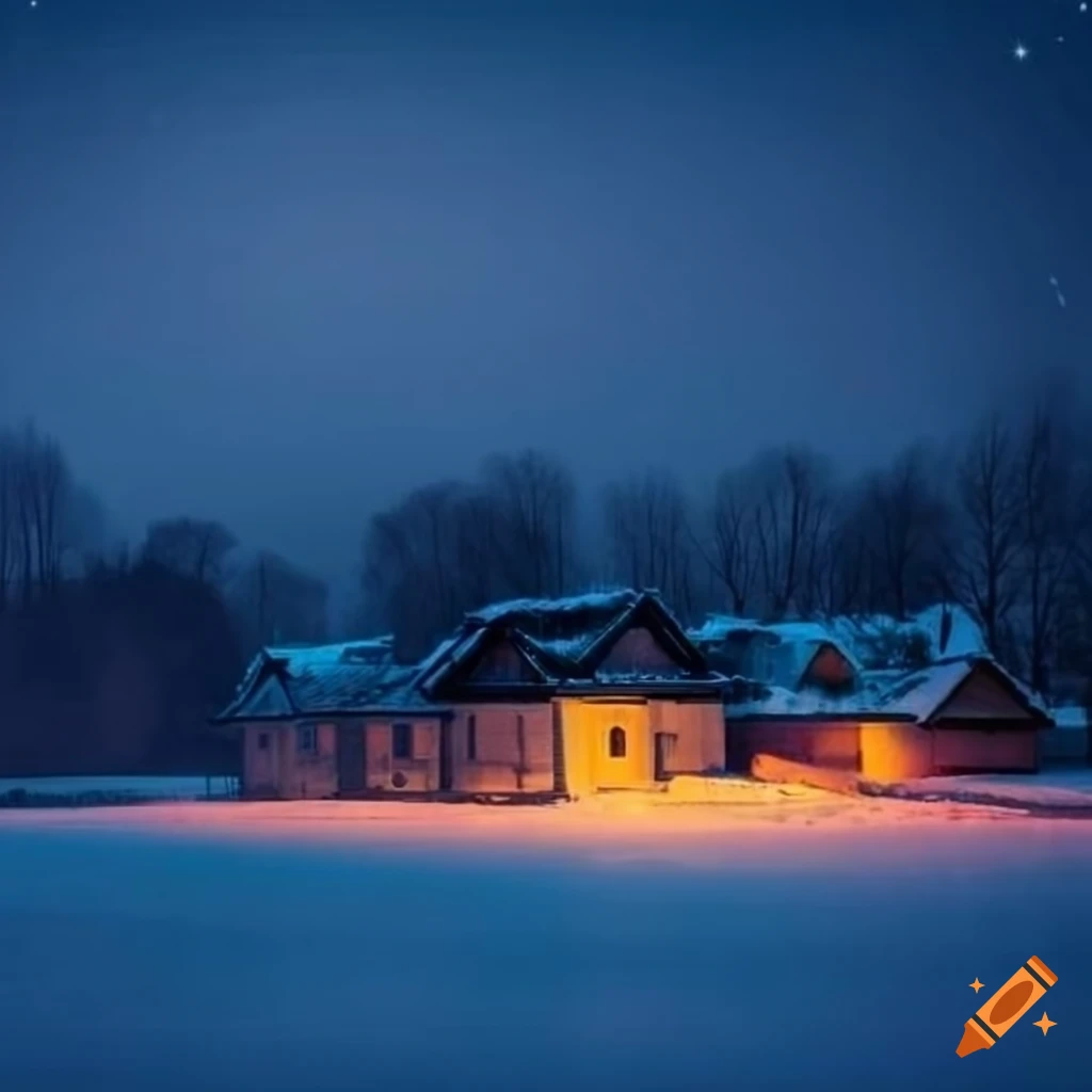 winter night view of a Russian village