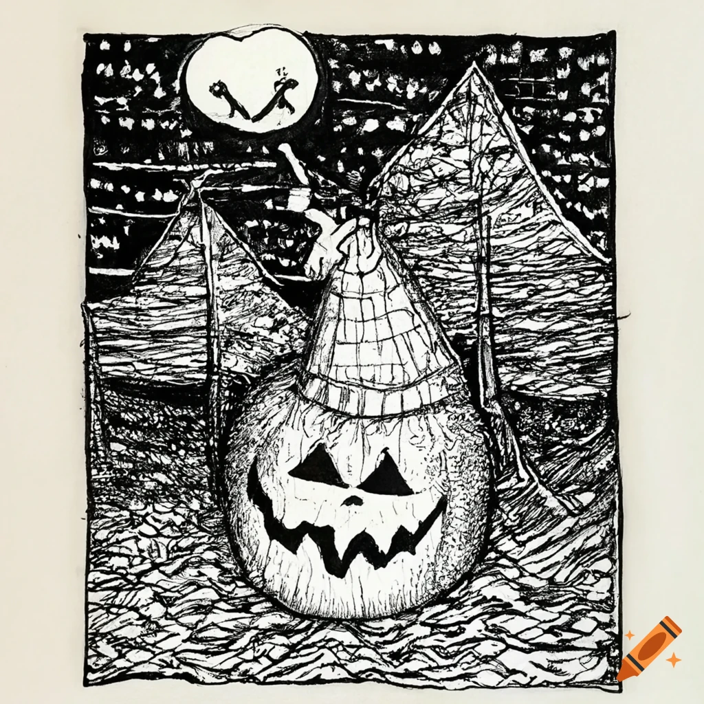 Edward Gorey illustration of a jack-o-lantern