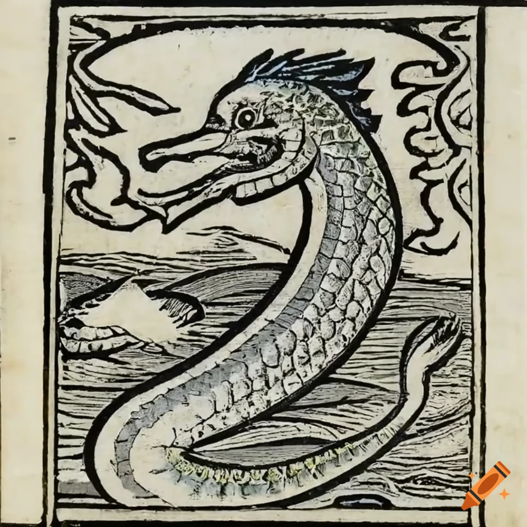 Medieval engraving of a mermaid on Craiyon