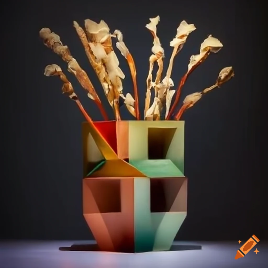 cubist vase with dramatic lighting