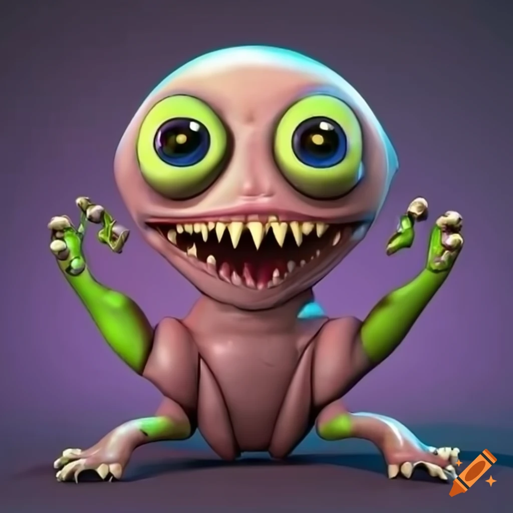3d Cartoon Alien Monster With A Big Mouth On Craiyon 