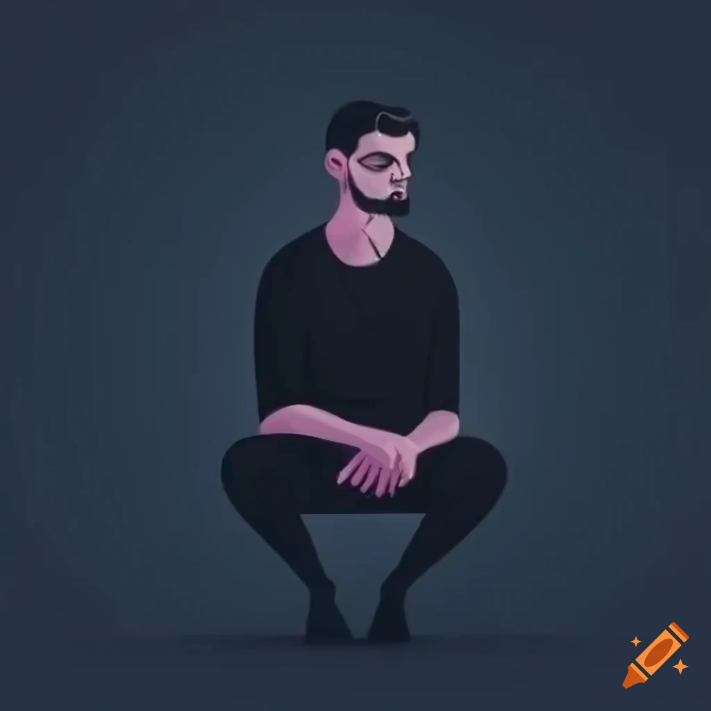 Premium PSD | Man sitting thinking discount strategy pose from right