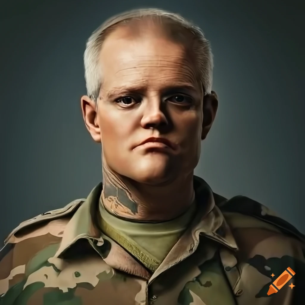 Photorealistic Portrait Of Scott Morrison In Military Uniform On Craiyon