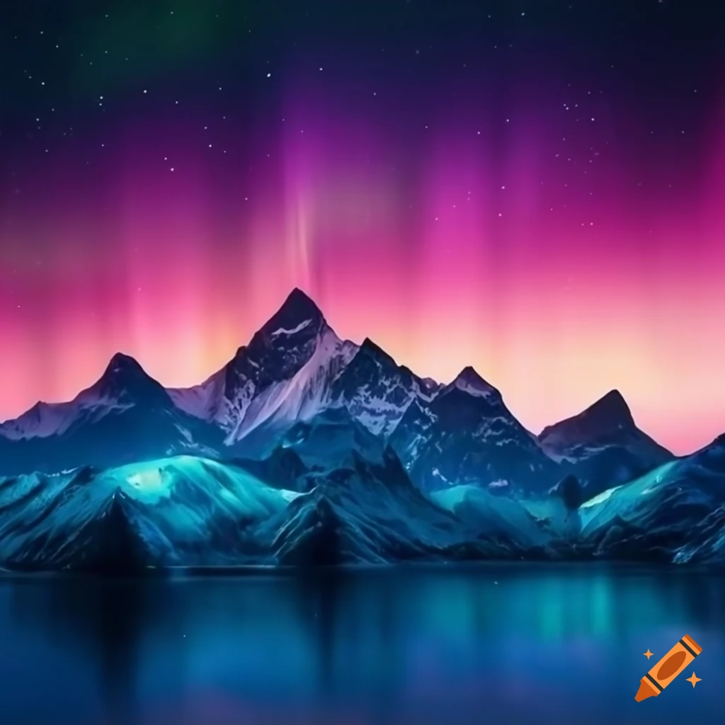 pictures of snow-capped mountains under dancing Northern Lights