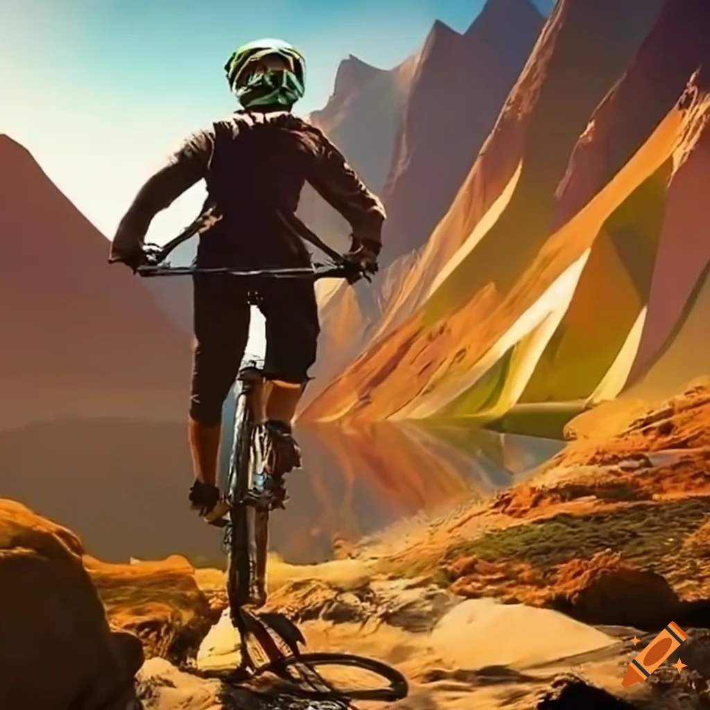 mountain biker exploring unusual terrain