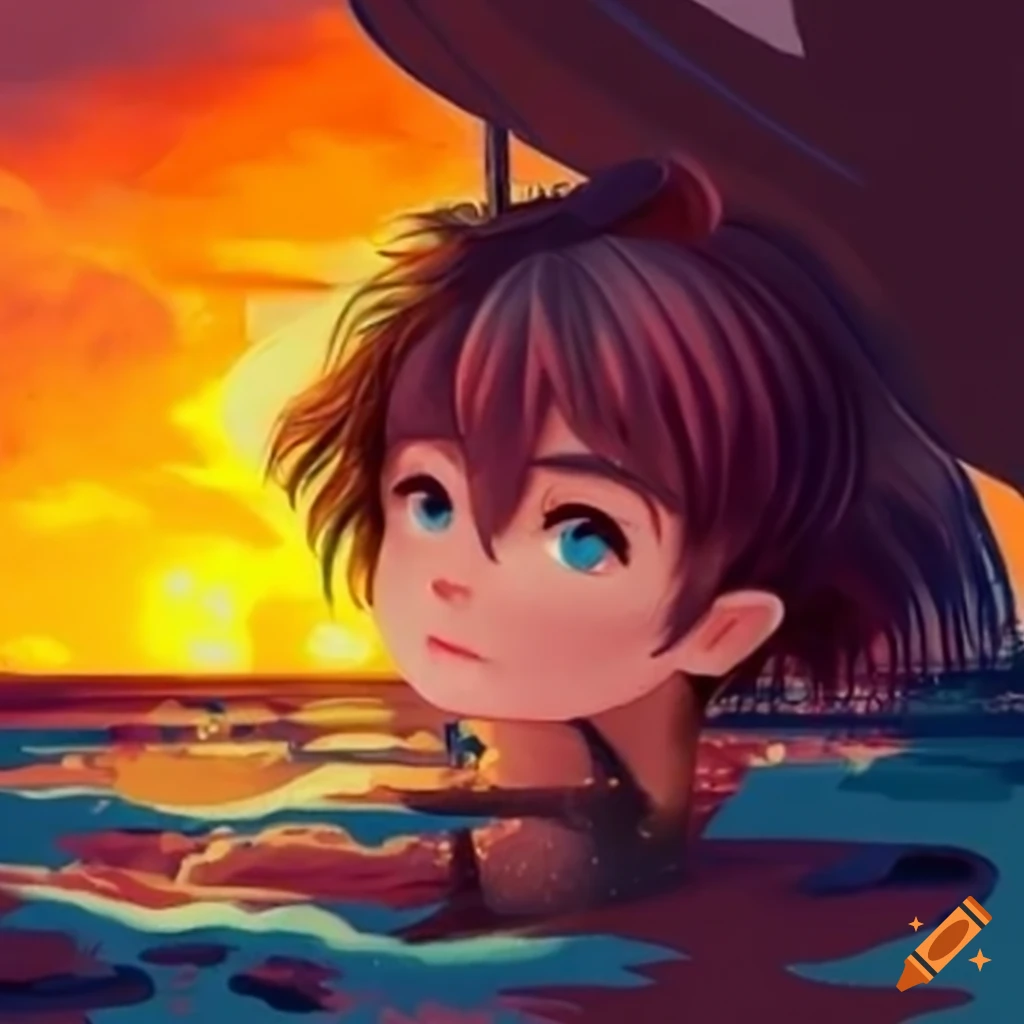 image of a child pretending to be a pirate on a sailboat