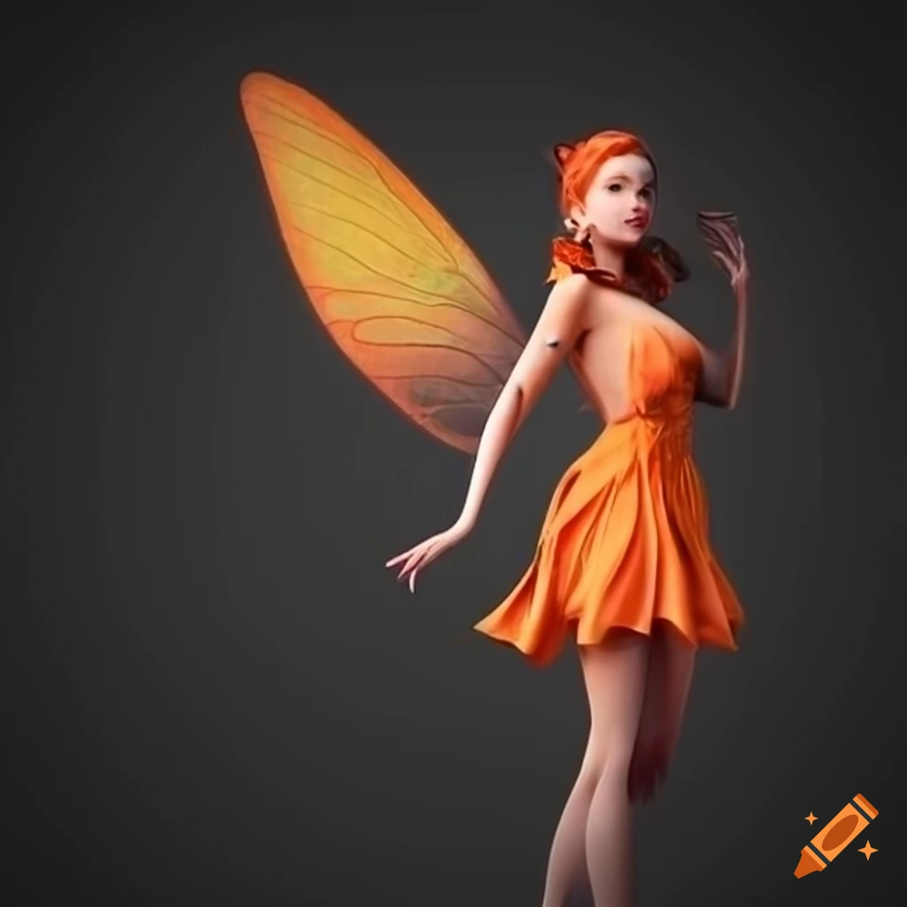 Fairy With Orange Dress And Green Wings On Craiyon fairy-with-orange-dress-and-green-wings-on-craiyon