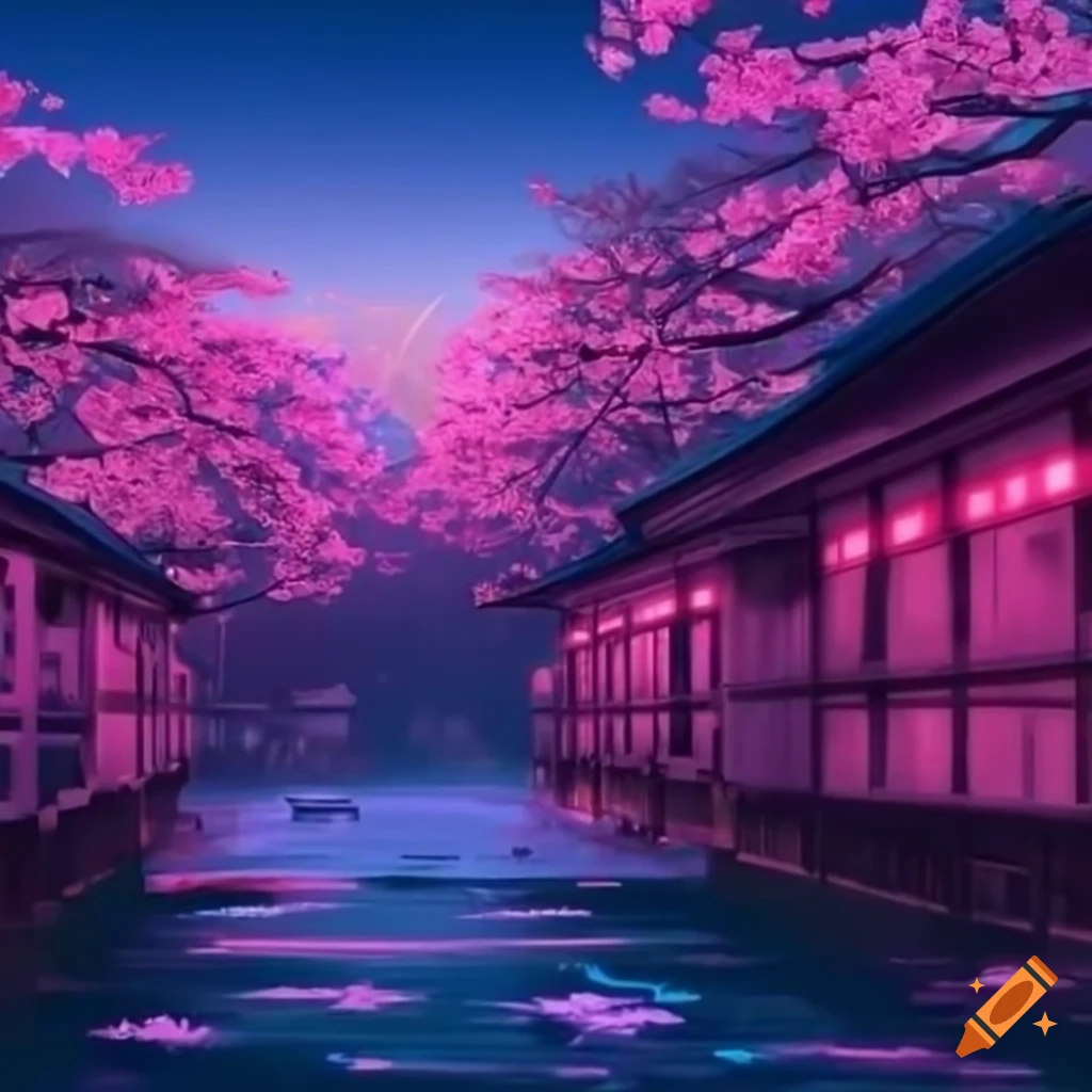 anime cherry blossom tree background
