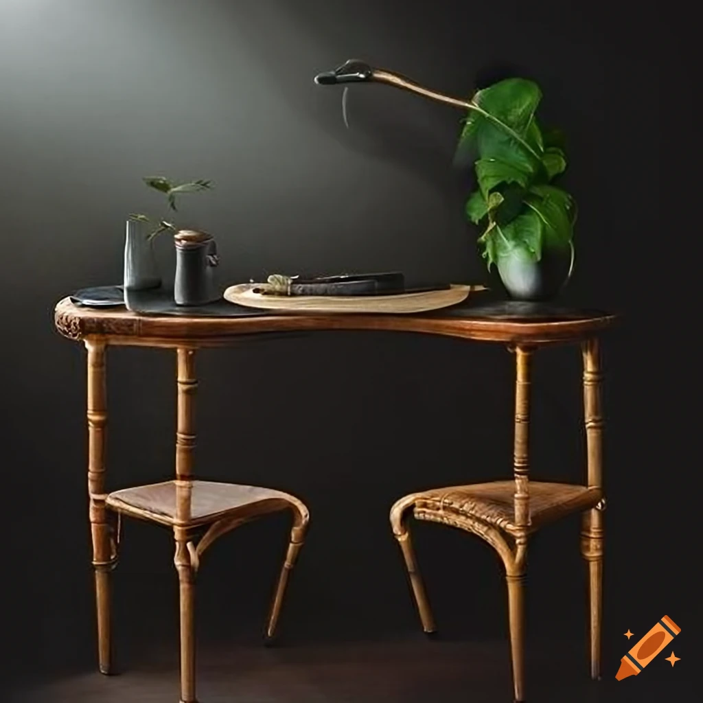 Junglestyle black bamboo writing desk