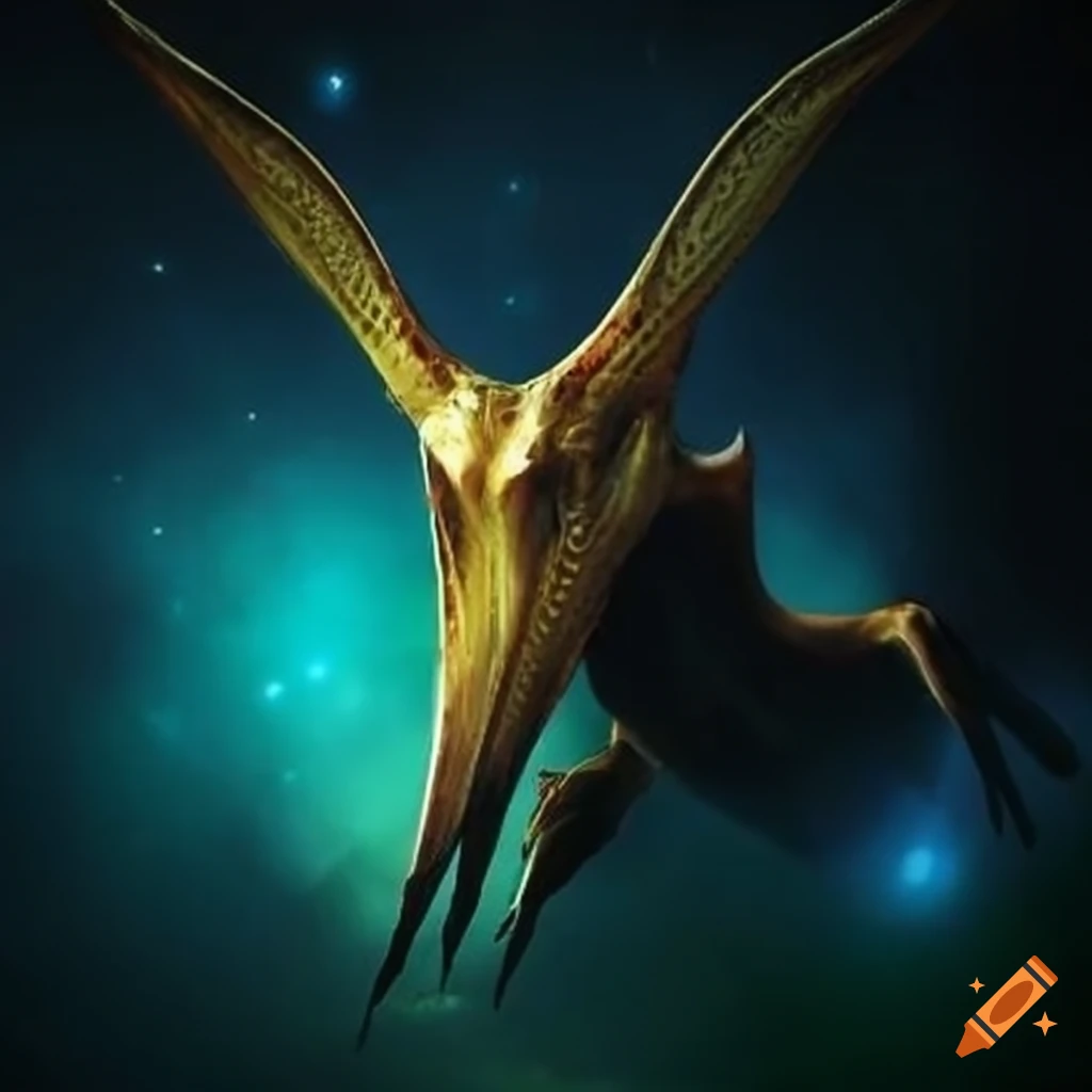 Golden light shining on an insomniac pterodactyl