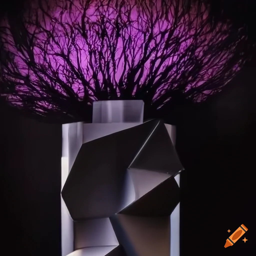 dramatic lighting on a cubist vase