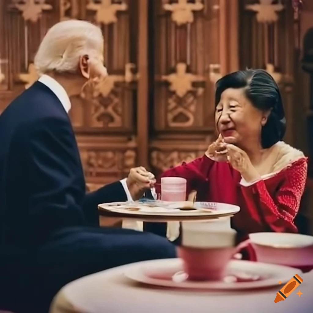 image of Joe Biden and Xi Jinping having a tea ceremony