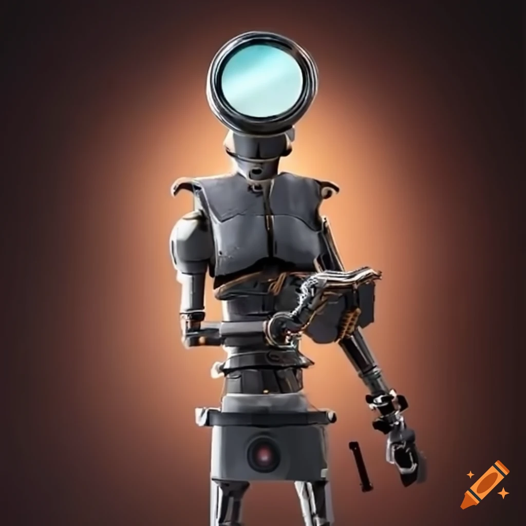 Illustration of a robotic knight investigating