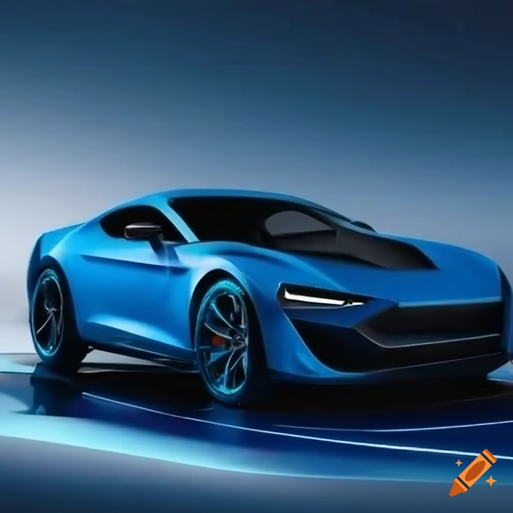 Blue sports car with sleek design on Craiyon