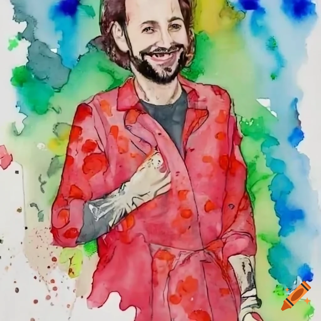 Portrait of charlie day in a red jumpsuit on Craiyon