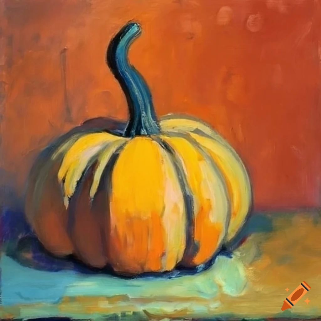 vibrant still life artwork of pumpkins