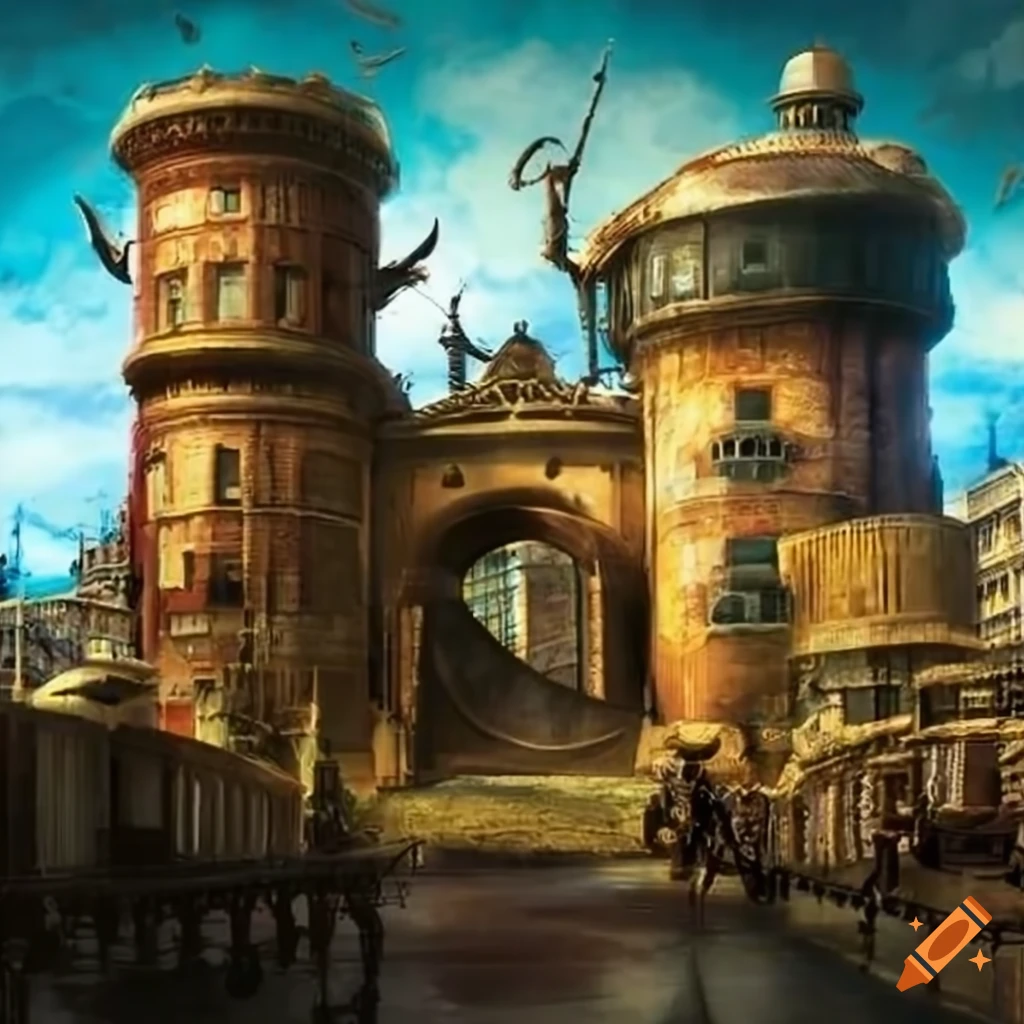 Steampunk caribbean city