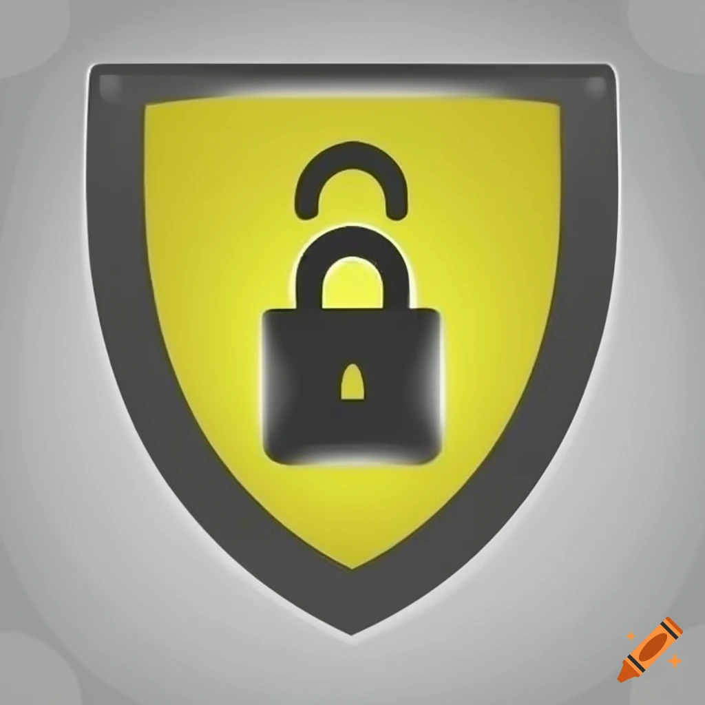 Yellow and black shield representing cybersecurity on Craiyon