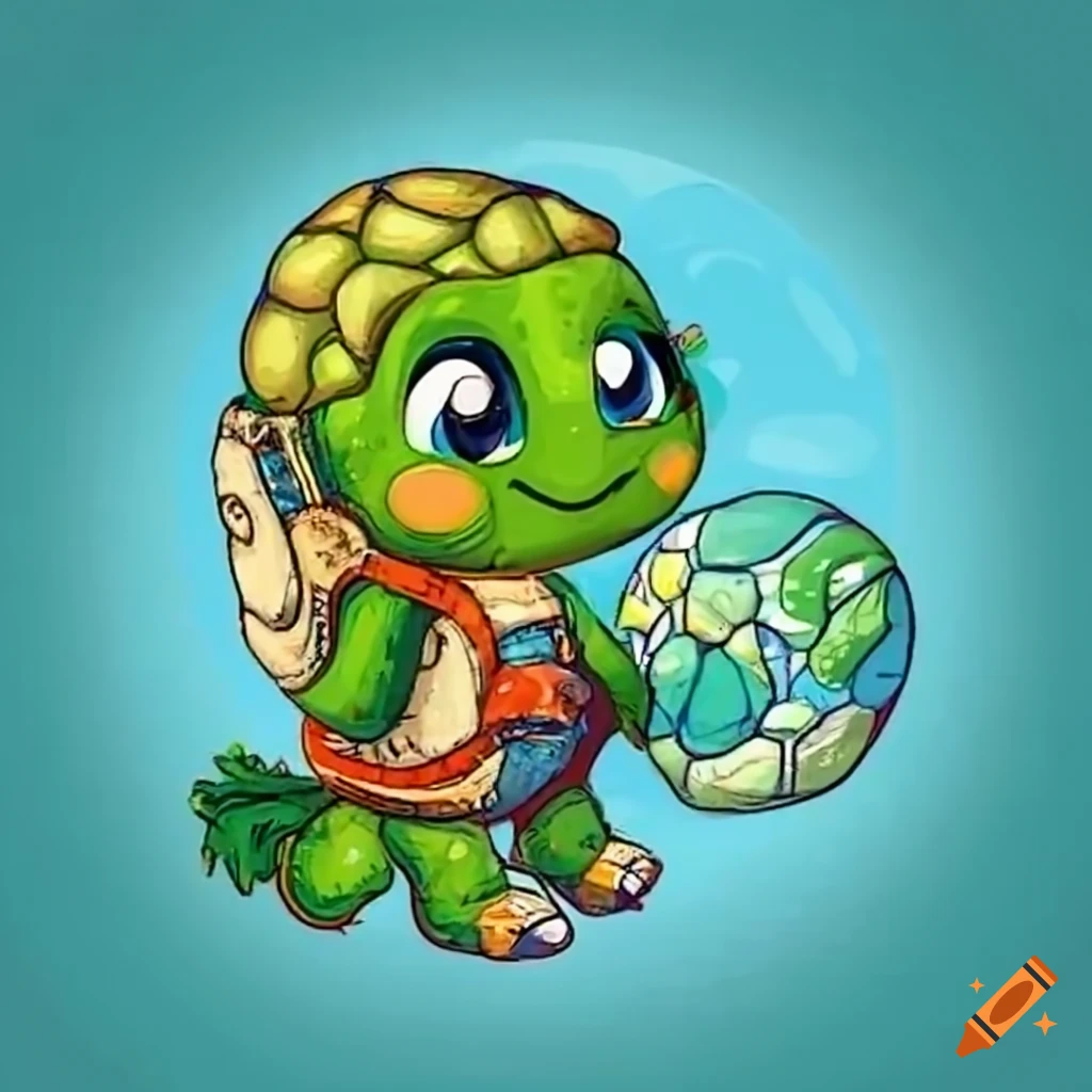 Cute baby turtle cartoon posing Royalty Free Vector Image