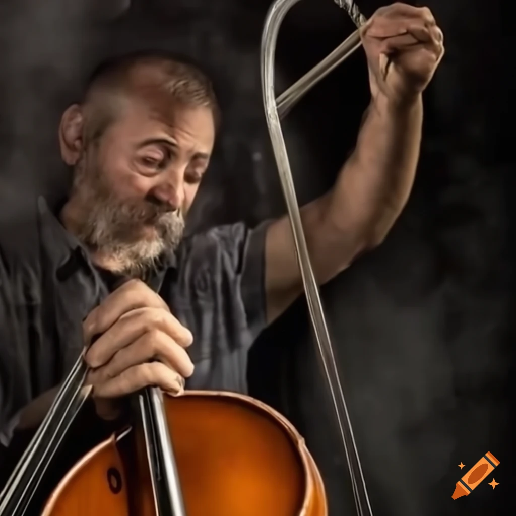 man playing a moonshine still like a cello
