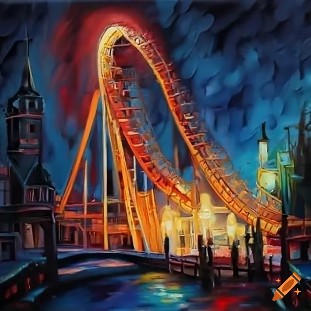 nighttime roller coaster