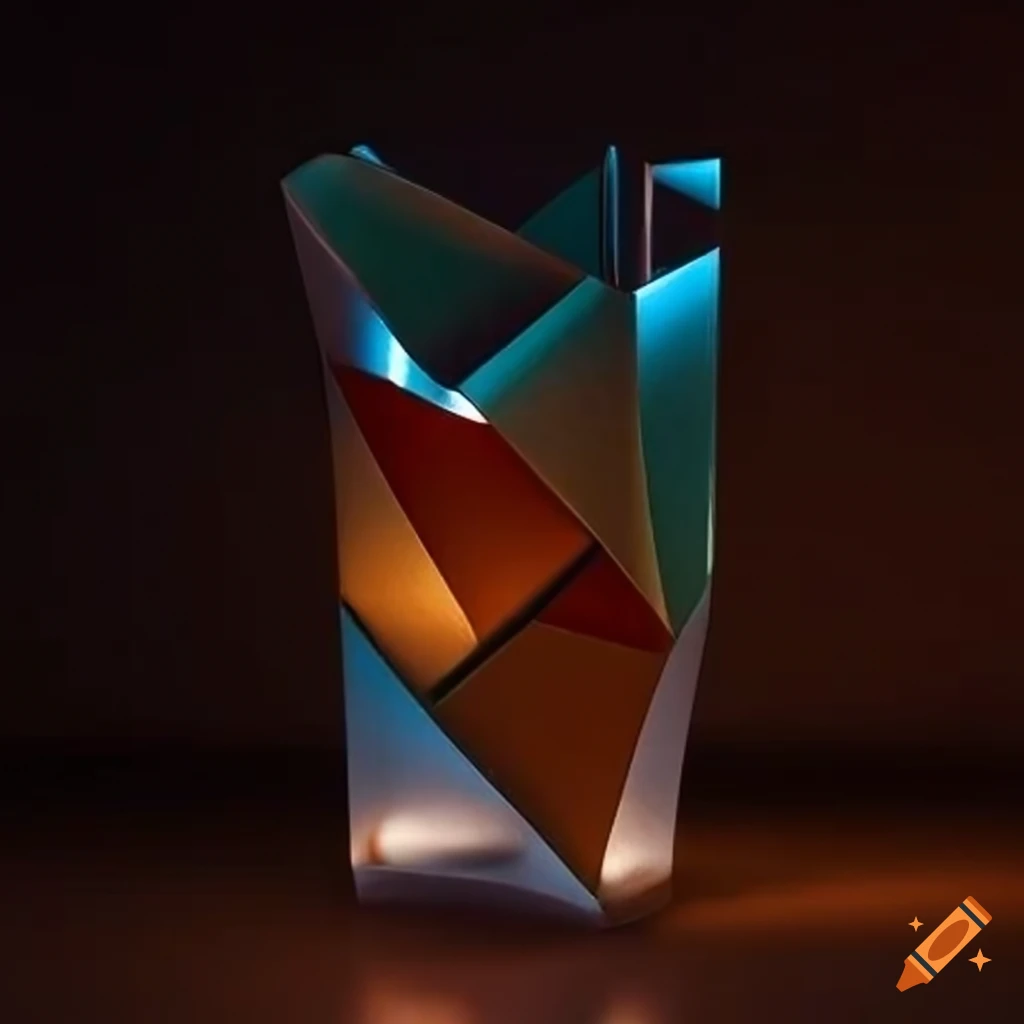 cubist vase with dramatic lighting