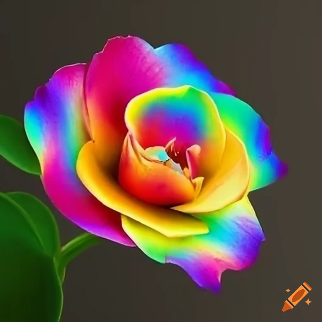 Flor con pétalos color del arcoíris on Craiyon
