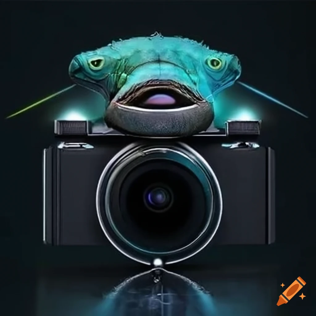 futuristic flying camera with lizard eye