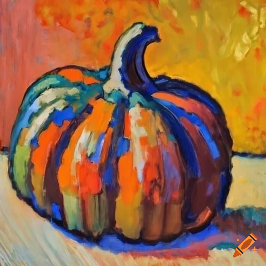 vibrant artwork of pumpkins in Gabriele Münter style