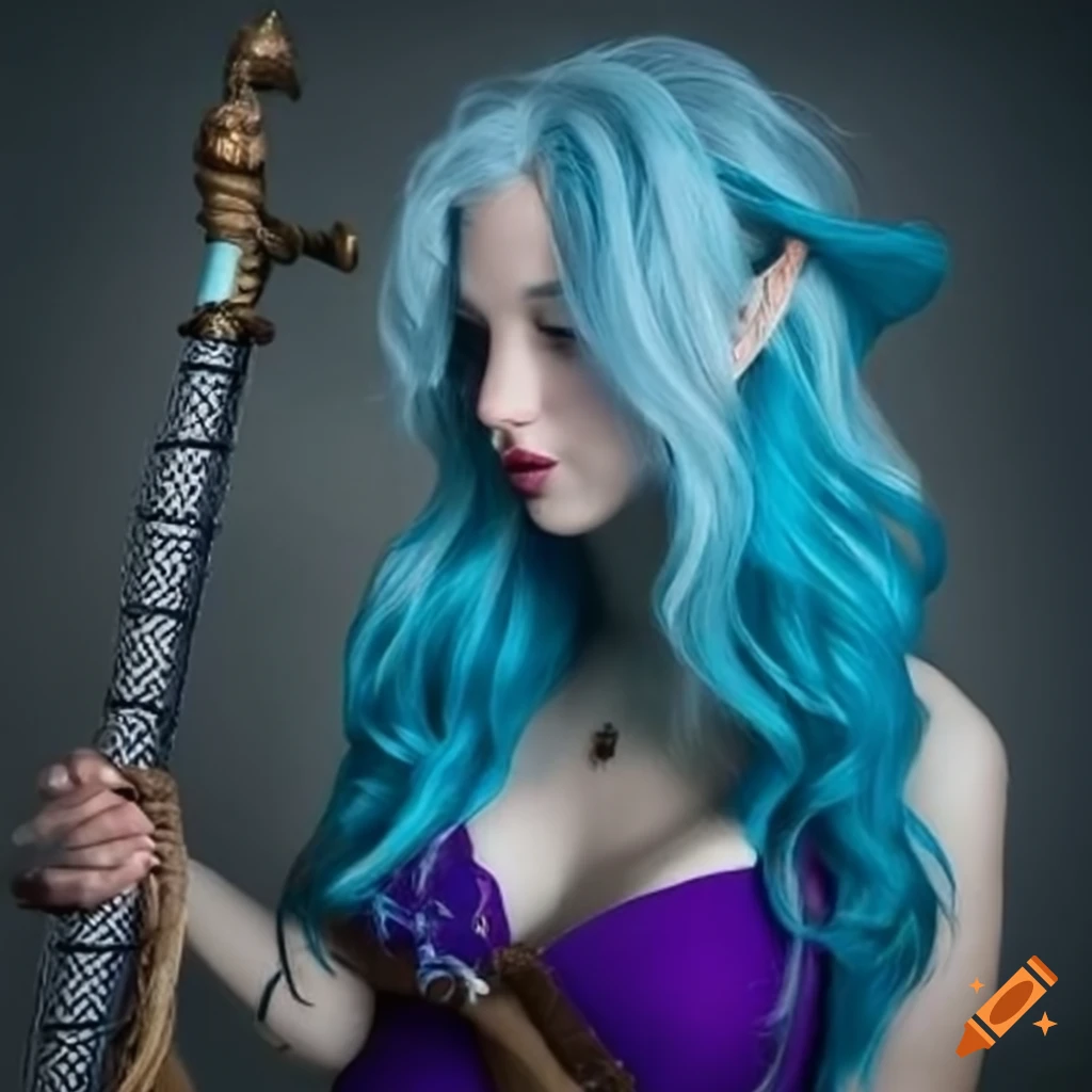 image of a blue-haired female bard