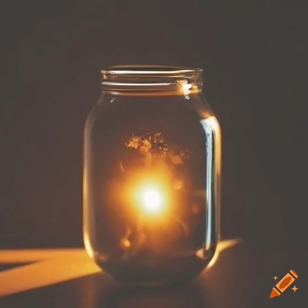Glass jar with captured sunlight on Craiyon