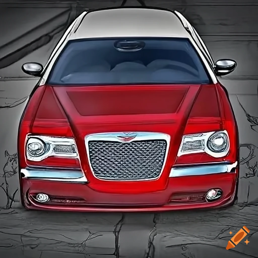 red Chrysler 300C at a gas station