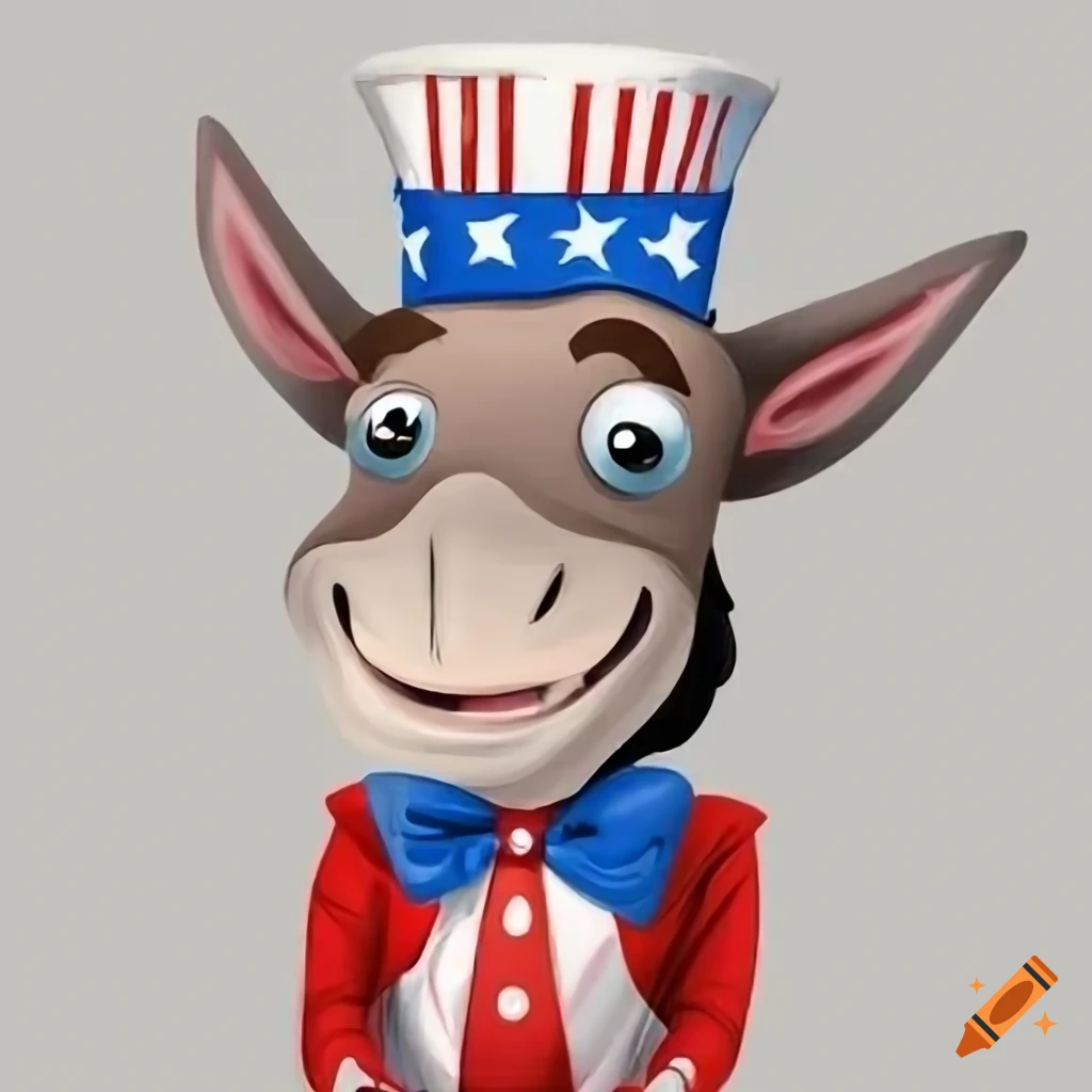 cartoon donkey dressed as Uncle Sam
