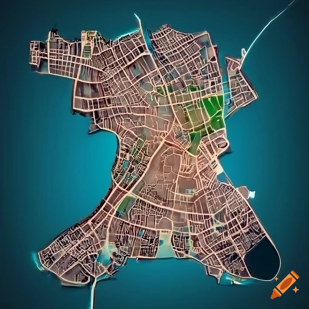 Street Map Of D sseldorf City In Germany With Famous Buildings On Craiyon
