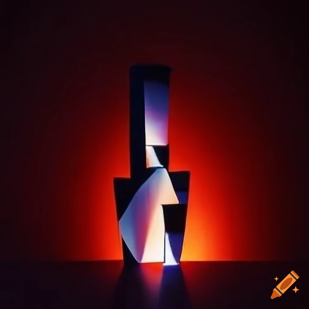cubist vase with dramatic lighting