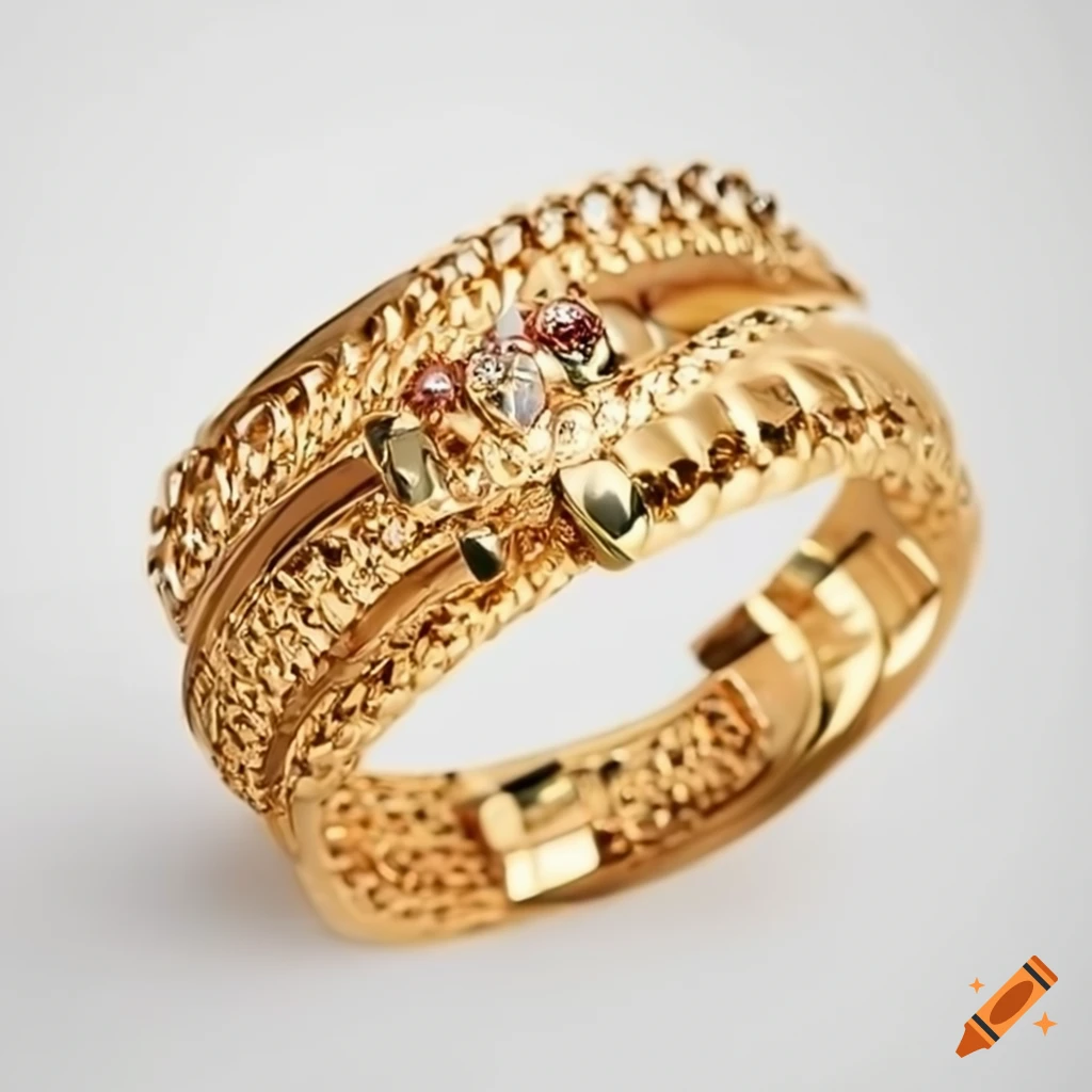 Elegant gold bracelet collection on white background on Craiyon