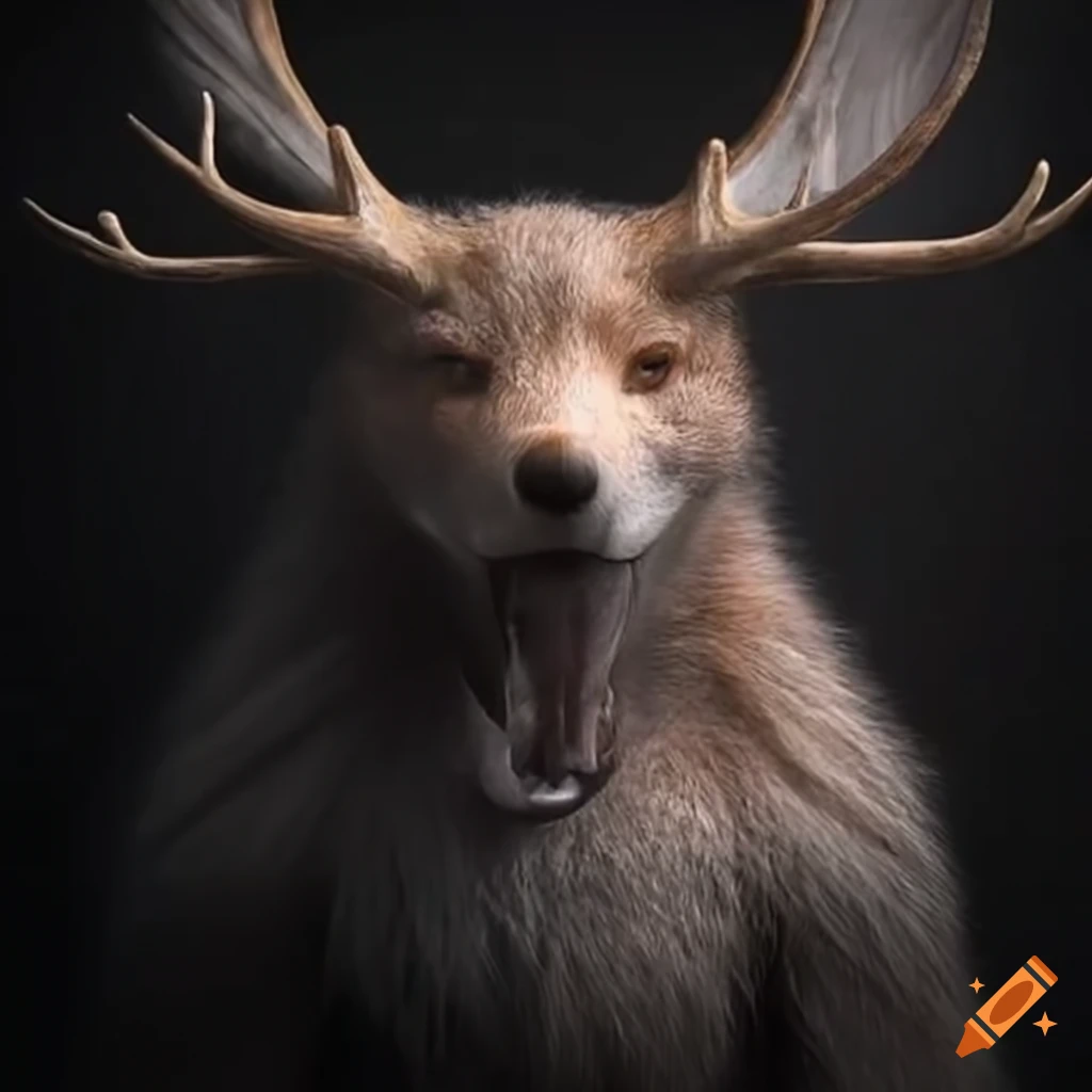 artwork of a fox with moose antlers