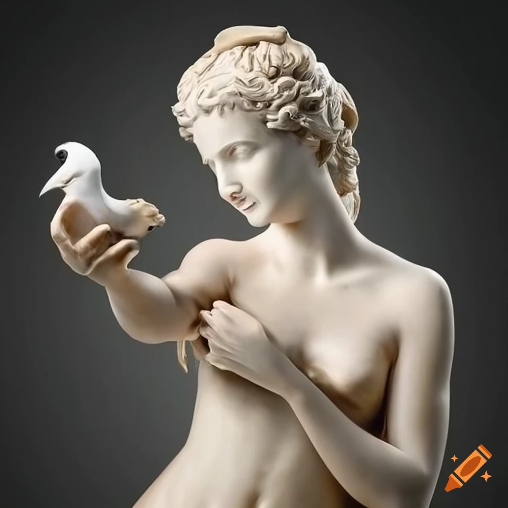 sculpture of angel holding a dove
