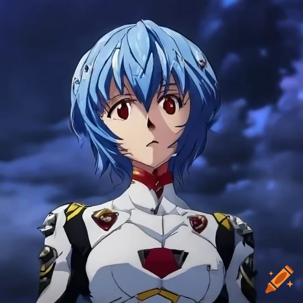 Dramatic character scene of rei ayanami in an isekai world on Craiyon