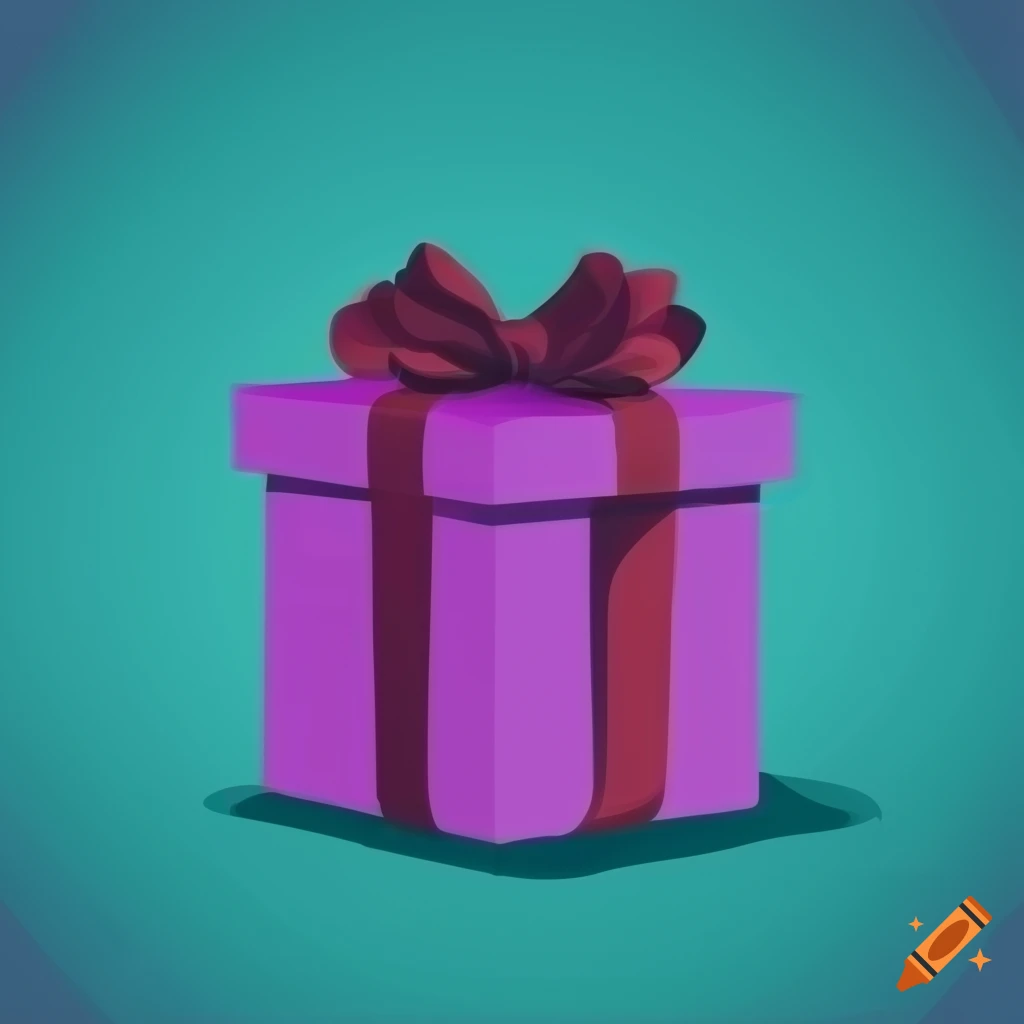 minimalist vector art of a purple gift for Christmas