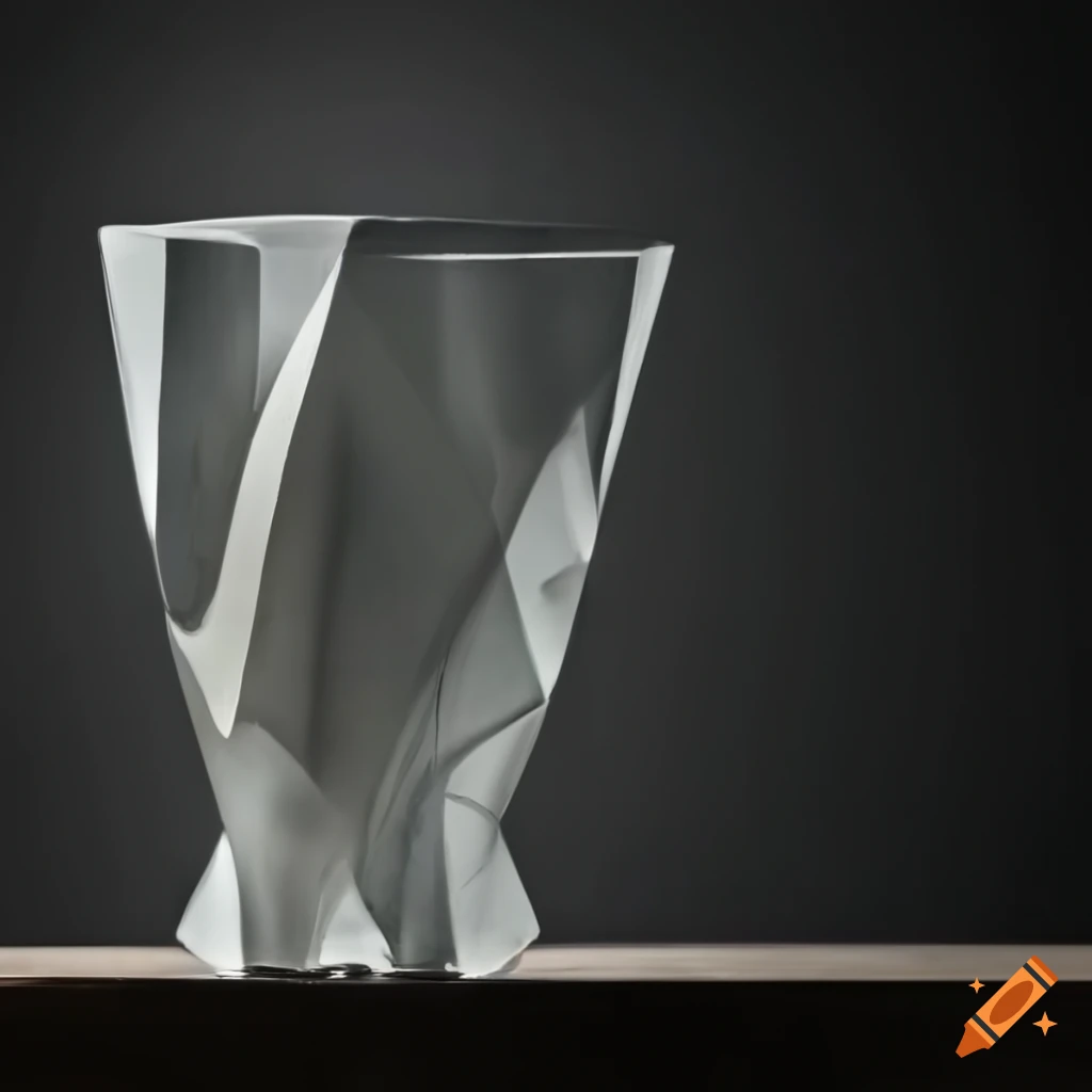 dramatically lit cubist glass vase