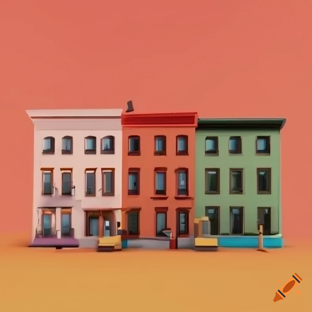 3D low poly cartoony Brooklyn neighborhood